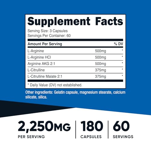 Nutricost Nitric Oxide Booster 2250mg, 180 Capsules
