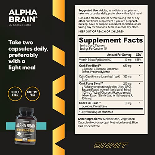 ONNIT Alpha Brain Nootropic Capsules for Focus