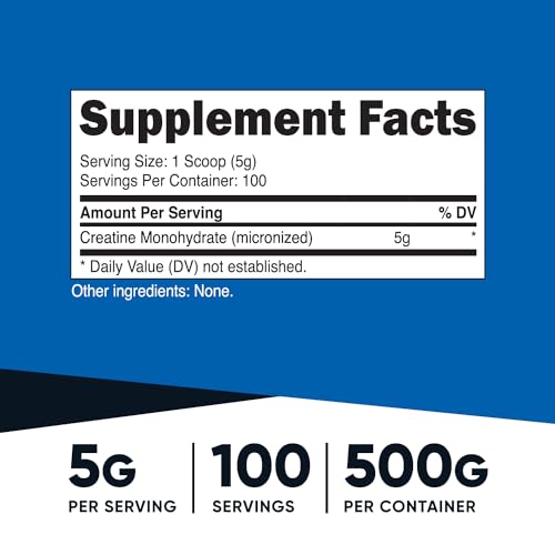 Nutricost Micronized Creatine Monohydrate Powder, 500G