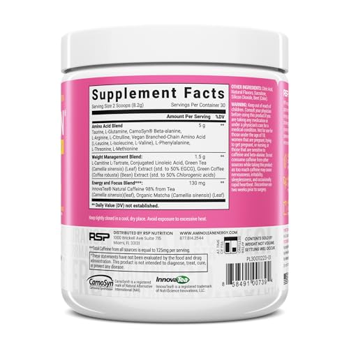 RSP Nutrition AminoLean Pre Workout Powder 30 Serv