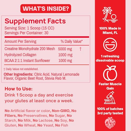 Peach Perfect Vegan Creatine Powder with BCAAs