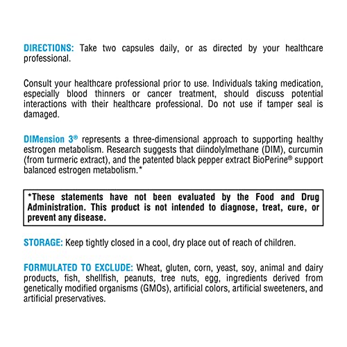 DIMension 3 Supplement Curcumin BioPerine - Hormonal Balance Women/Men