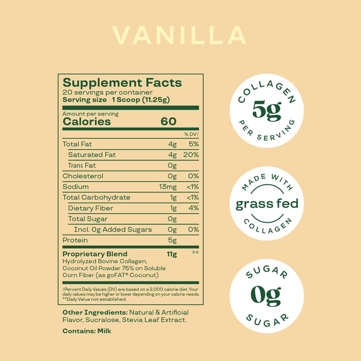 Vanilla Collagen Creamer - Grass-Fed Peptide & MCT