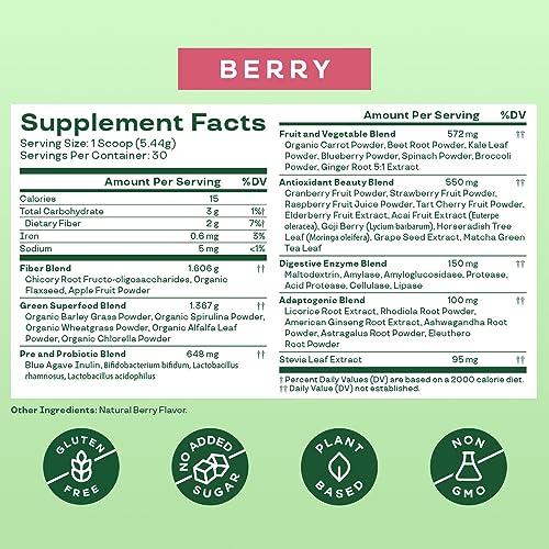 Bloom Nutrition Superfood Greens Powder with Digestive Support