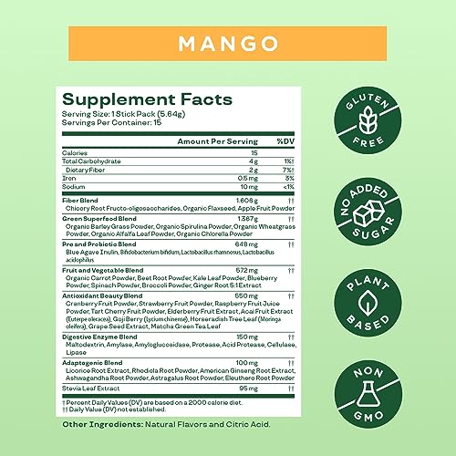 Bloom Nutrition Super Greens Powder Pack - Mango Coconut