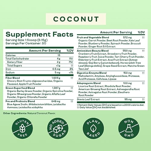 Bloom Nutrition Superfood Greens Powder with Digestive Support