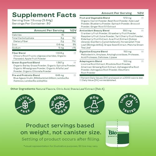 Bloom Nutrition Superfood Greens Powder with Digestive Support