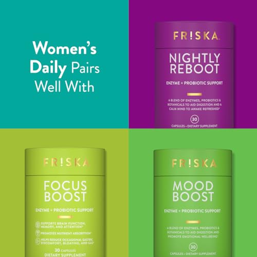 FRISKA Women's Digestive Enzyme + Probiotic Supplement, 90 Capsules