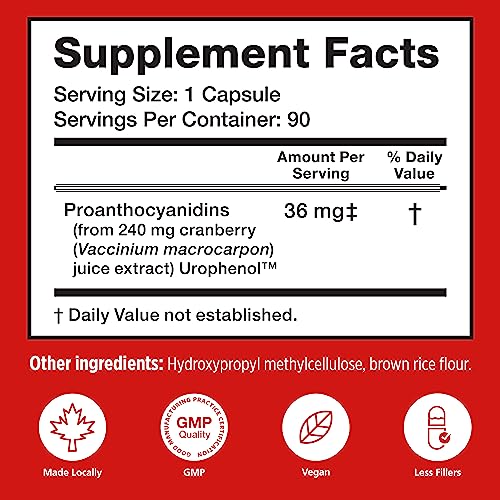 Utiva Cranberry PACs Supplement for Urinary Tract Health