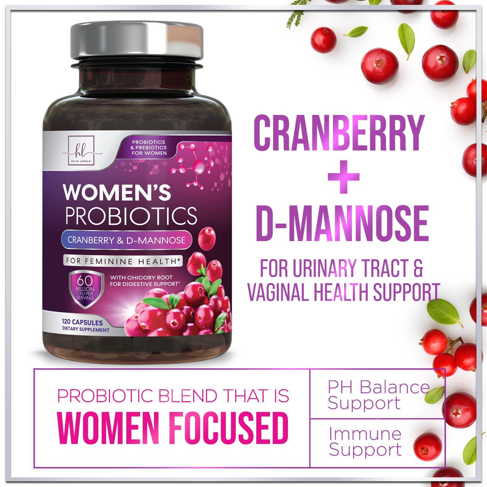 Women's Probiotics - 60 Billion CFU for Digestive & Vaginal Health