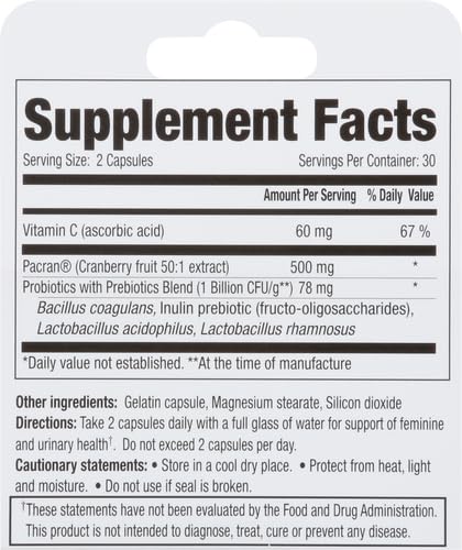 vH essentials Feminine Health Probiotics with Cranberry - 60 Caps