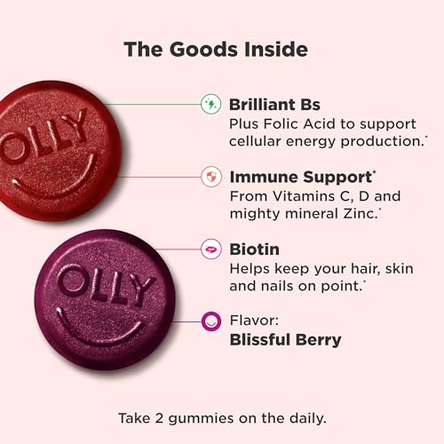 OLLY Women's Multivitamin Gummies, with Vitamins A-E, Biotin