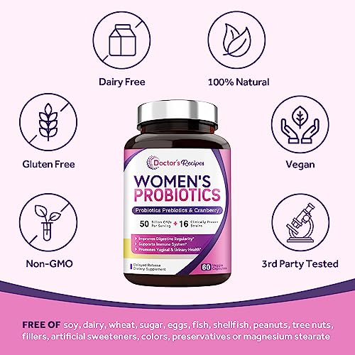 Women's Probiotic with Cranberry for Digestive Health, 60 Caps