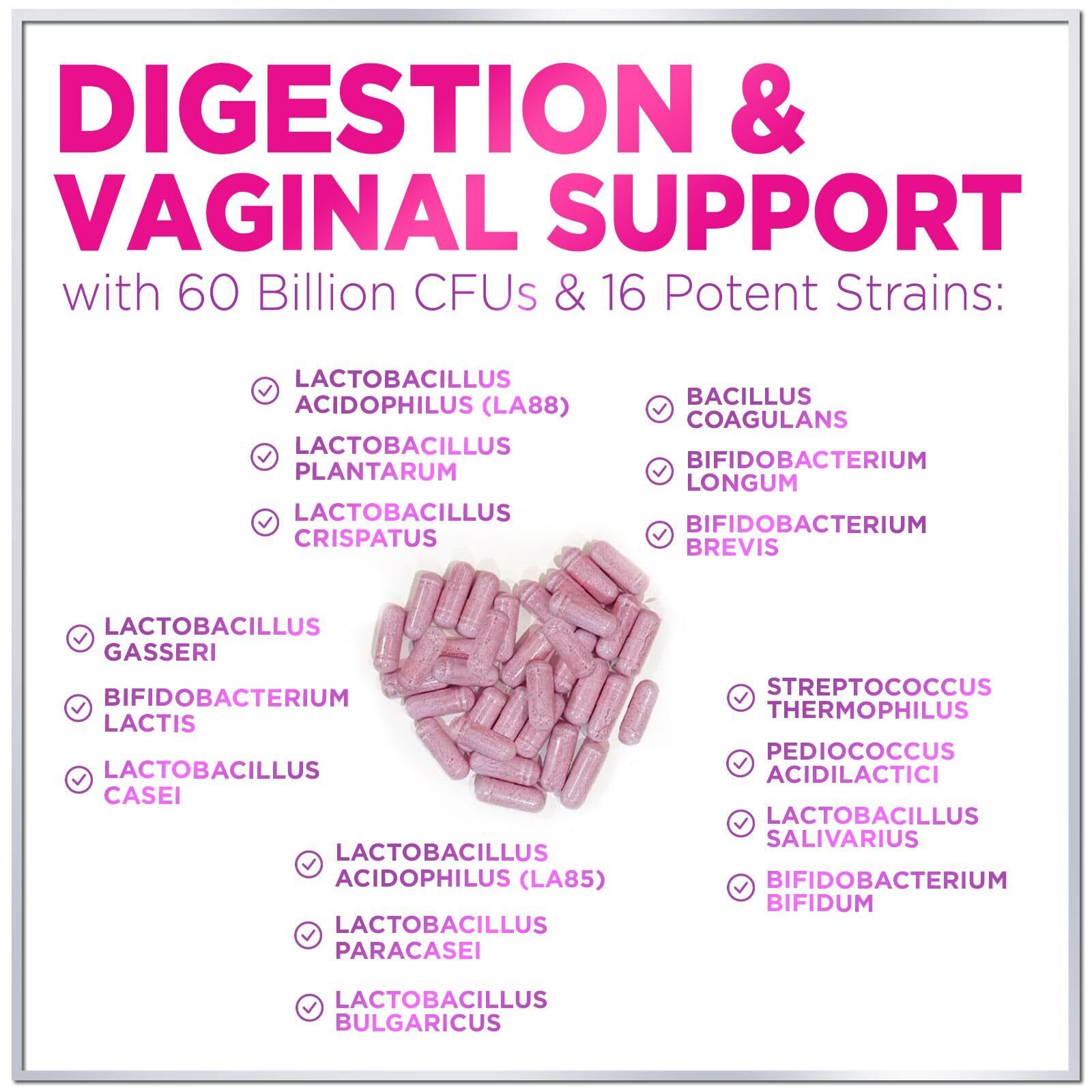 Women's Probiotics - 60 Billion CFU for Digestive & Vaginal Health