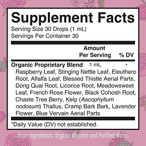 Organic Women's Liquid Herbal Supplement for Menstrual Support