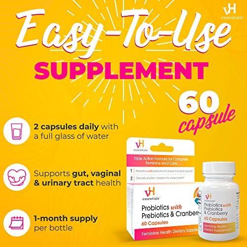 vH essentials Feminine Health Probiotics with Cranberry - 60 Caps