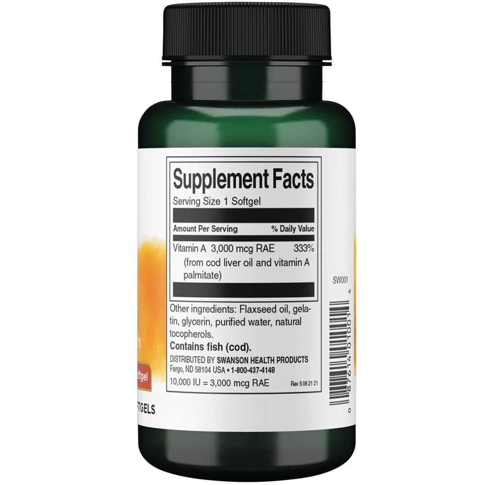 Swanson, Vitamin A 10,000 IU, 250 Weichkapseln