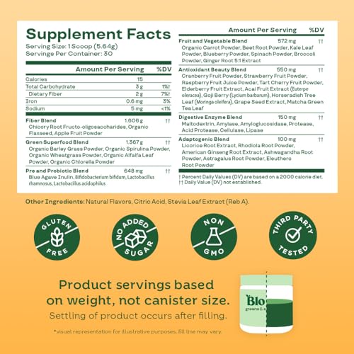 Bloom Nutrition Superfood Greens Powder with Probiotics 30 servings