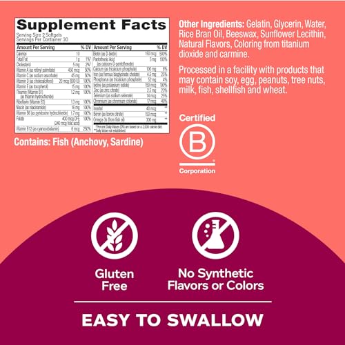 OLLY Ultra Women's Multi Softgels, Daily Multivitamin - 60 Count
