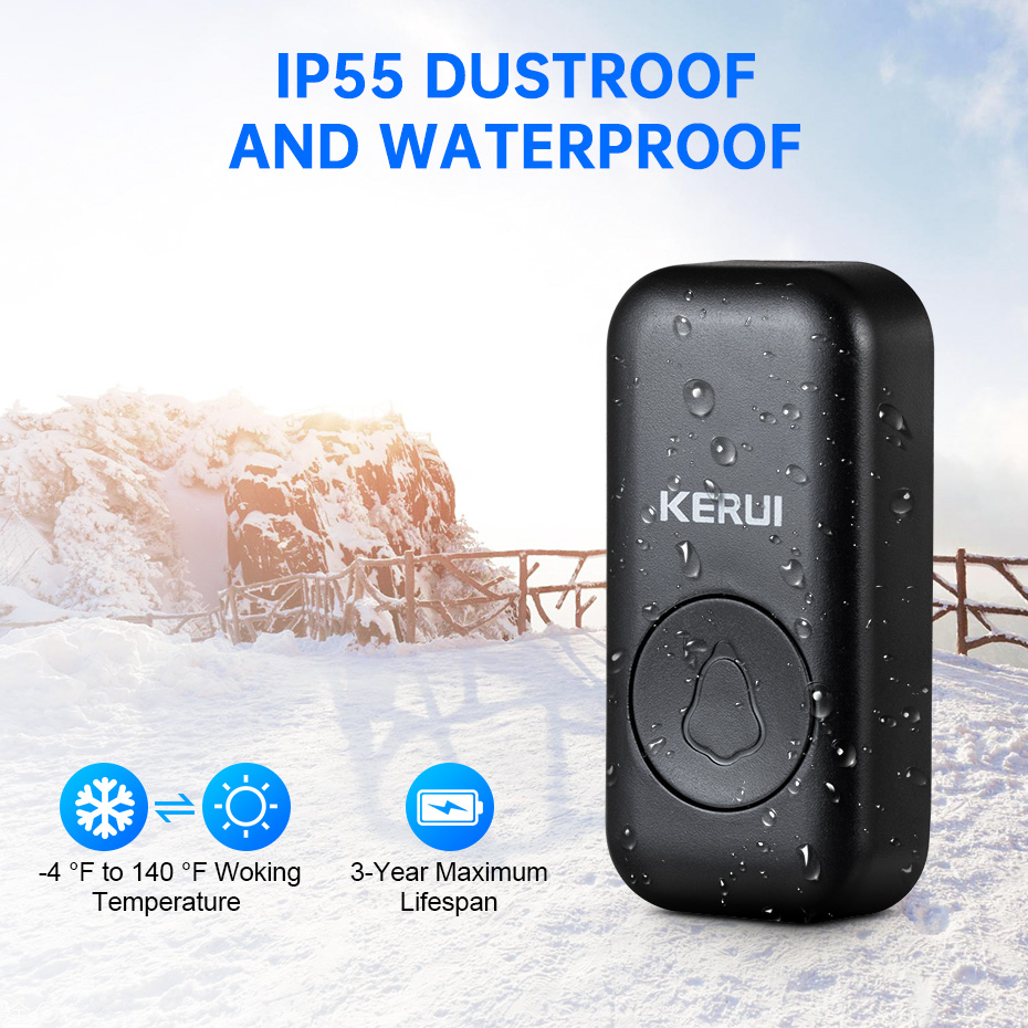 Wireless Waterproof Smart Doorbell with LED Flash