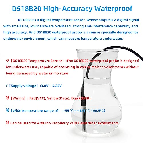 High-Accuracy Waterproof DS18B20 Temperature Sensor for Arduino, Raspberry Pi