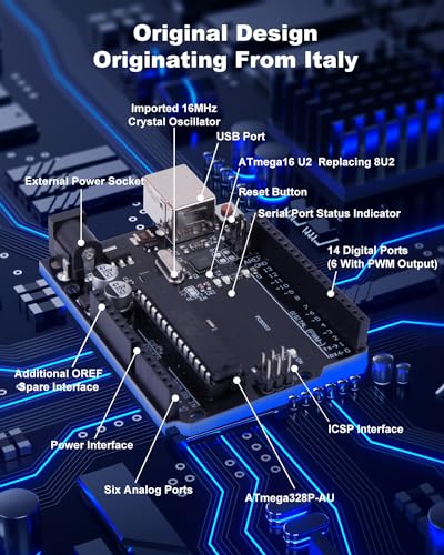 Arduino IDE-compatible RockBee UNO R3 Kit: 55 Components, 45 Tutorials
