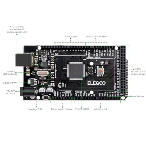 ELEGOO MEGA R3 Board + USB Cable for Arduino