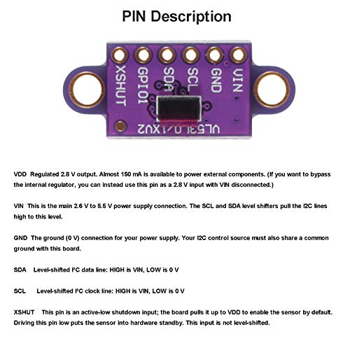 Pack of 4 VL53L0X ToF Laser Ranging Sensor Module