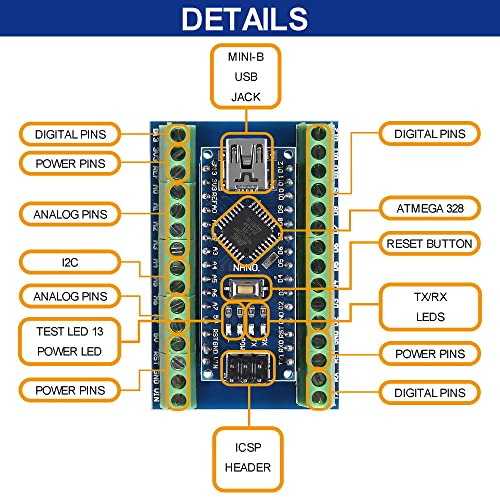 2 Mini Nano V3.0 ATmega328P Arduino Controller Kits