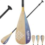 WONITAGO SUP Paddleboard Paddle with Carbon Fiber Shaft and PP Blade, Floating Adjustable Stand Up Paddle Board Paddle, 170-210 cm/68-84 Inches, Bamboo & Wave Blue Pattern