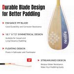 WONITAGO SUP Paddleboard Paddle with Carbon Fiber Shaft and PP Blade, Floating Adjustable Stand Up Paddle Board Paddle, 170-210 cm/68-84 Inches, Bamboo & Wave Blue Pattern