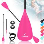LEDONNE SUP Paddle 4-Piece Adjustable Stand Up Paddle Floating Lightweight Portable Kayak Paddle Paddleboard Oar with Aluminum Alloy Shaft, 2 Nylon Blades, Hook&Loop, Drip Ring, Pink
