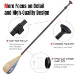 WONITAGO SUP Paddleboard Paddle with Carbon Fiber Shaft and PP Blade, Floating Adjustable Stand Up Paddle Board Paddle, 170-210 cm/68-84 Inches, Bamboo & Wave Blue Pattern