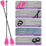 LEDONNE SUP Paddle 4-Piece Adjustable Stand Up Paddle Floating Lightweight Portable Kayak Paddle Paddleboard Oar with Aluminum Alloy Shaft, 2 Nylon Blades, Hook&Loop, Drip Ring, Pink
