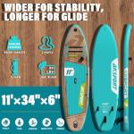 AKSPORT 11' Inflatable Stand-Up Paddle Board with Upgraded SUP Accessories Kit | Extra Wide 34" Design | Non-Slip Deck | Premium SUP Board for Adults & Youth of All Levels
