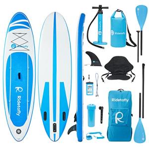 Ridetofly SU01 Stand Up Paddle Board, 10.6'x32''x6'' Inflatable Paddle Board with SUP Accessories, Included Hand Pump, Adjustable Paddle/Seat, Waterproof Bag, for Yoga, Fishing, Touring, Light-Blue