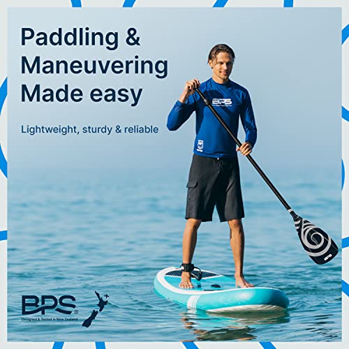 BPS 2-Piece SUP Stand-up Paddleboard Paddle (Fiberglass Shaft - Koru Black, 2-Piece SUP Paddle)