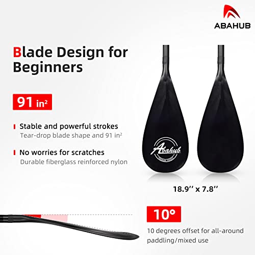 Abahub Carbon SUP Paddles, 1 x 3 Section Adjustable 67" - 86" Carbon Fiber Shaft, Lightweight Stand-up Paddle Oars for Paddleboard, Black Print Plastic Blade + Paddle Bag