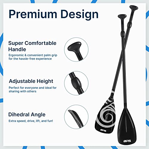 BPS 2-Piece SUP Stand-up Paddleboard Paddle (Fiberglass Shaft - Koru Black, 2-Piece SUP Paddle)