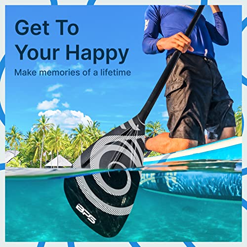 BPS 2-Piece SUP Stand-up Paddleboard Paddle (Fiberglass Shaft - Koru Black, 2-Piece SUP Paddle)