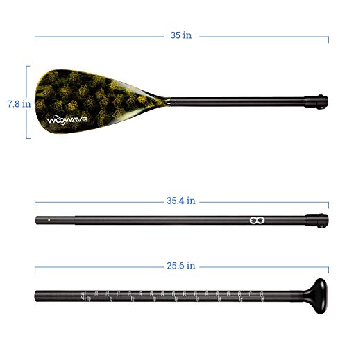 WOOWAVE SUP Paddle Adjustable 3 Piece Fiberglass Stand-Up Paddles Floating Portable Paddle Board Accessories