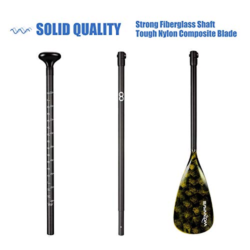 WOOWAVE SUP Paddle Adjustable 3 Piece Fiberglass Stand-Up Paddles Floating Portable Paddle Board Accessories