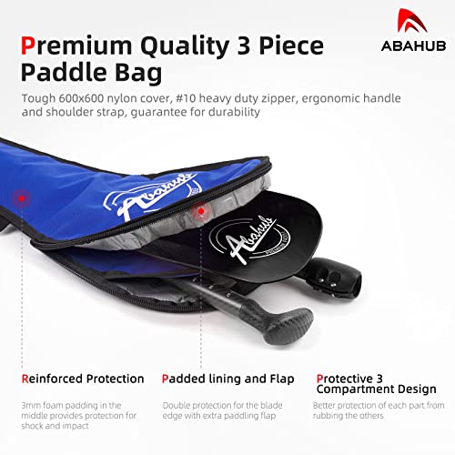 Abahub Carbon SUP Paddles, 1 x 3 Section Adjustable 67" - 86" Carbon Fiber Shaft, Lightweight Stand-up Paddle Oars for Paddleboard, Black Print Plastic Blade + Paddle Bag
