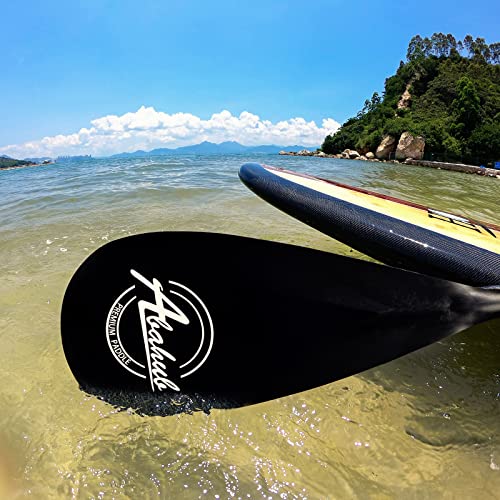 Abahub Carbon SUP Paddles, 1 x 3 Section Adjustable 67" - 86" Carbon Fiber Shaft, Lightweight Stand-up Paddle Oars for Paddleboard, Black Print Plastic Blade + Paddle Bag