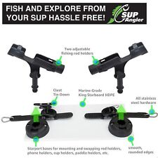 SUP Angler Lite Universal Paddleboard Dual Fishing Rod Holder Mounting Kit with Swappable Accessories Mounts