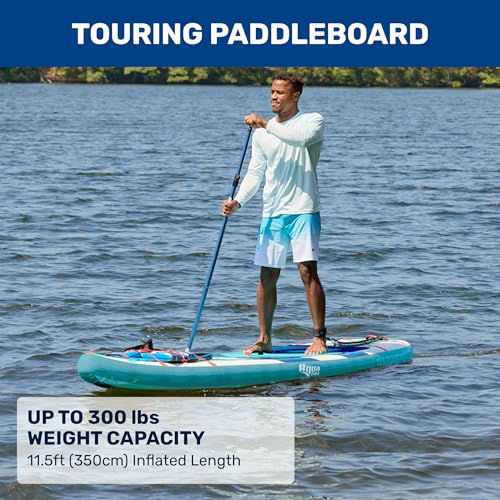 AQUA PRO HALCYON TOURING 11’ 6” Inflatable Stand-Up Paddleboard iSUP, Sleek Stable Design with Non-Slip EVA Deck, includes paddle, ankle leash, pump and carry/storage bag
