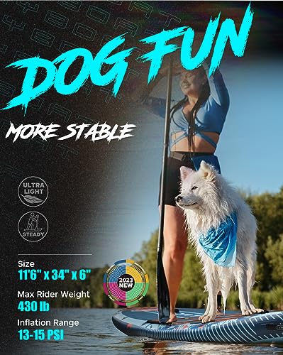 11'6"×34"×6" Extra Wide Inflatable Paddle Board for Pets