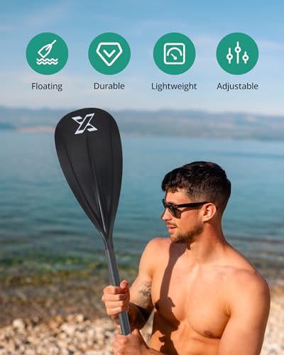 SUP Paddle - Premium Quality 3&4-Piece Adjustable Aluminum SUP Paddle with Glass Fiber Blade - Perfect for Surfing, Floating, and Water Sports Enjoyment (Single Paddle-Green)
