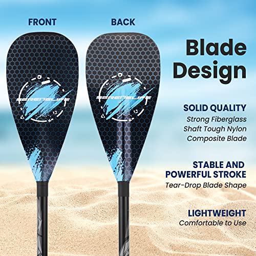 SereneLife Adjustable SUP Paddle - Adjustable 3-Piece Mix Carbonfiber Paddle, Lightweight & Comfortable to Use, Includes Carrying Bag w/ Zip and Handle, Comfortable Grip & Powerful Stroke