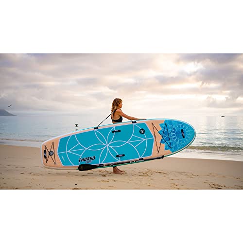 THURSO SURF Tranquility Yoga Inflatable Stand Up Paddle Board SUP 10'8 x 34'' x 6'' Two Layer Deluxe Package Includes Carbon Shaft Paddle/2+1 Quick Lock Fins/Leash/Pump/Roller Backpack